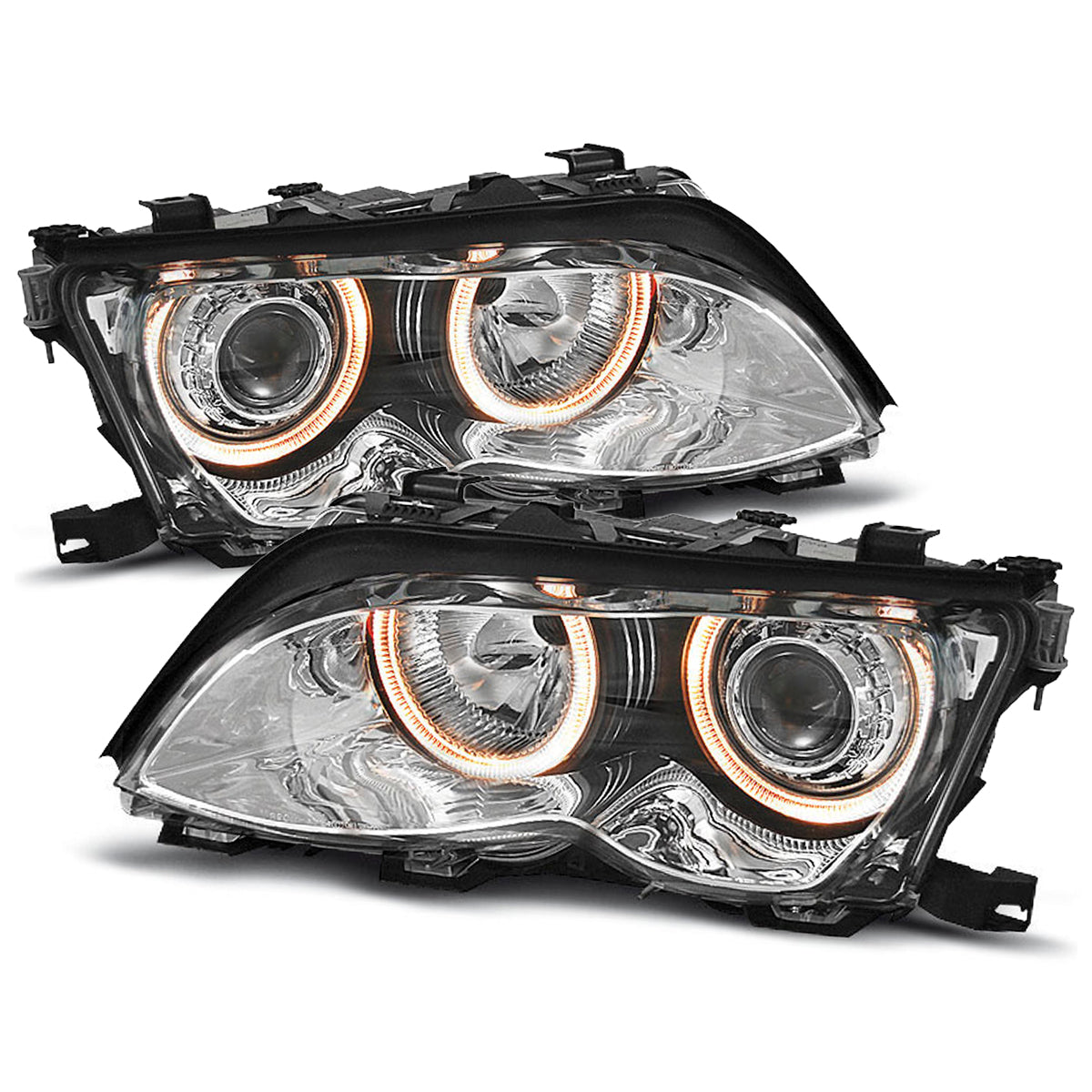 Scheinwerfer Angel Eyes Chrom passend für BMW E46 09.01-03.05 S/T
