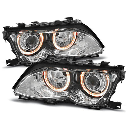 Scheinwerfer Angel Eyes Chrom passend für BMW E46 09.01-03.05 S/T