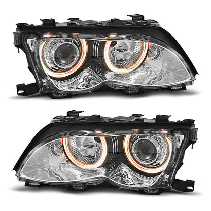 Scheinwerfer Angel Eyes Chrom passend für BMW E46 09.01-03.05 S/T