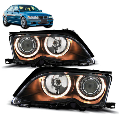 Scheinwerfer Angel Eyes Schwarz passend für BMW E46 09.01-03.05 S/T