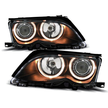 Scheinwerfer Angel Eyes Schwarz passend für BMW E46 09.01-03.05 S/T