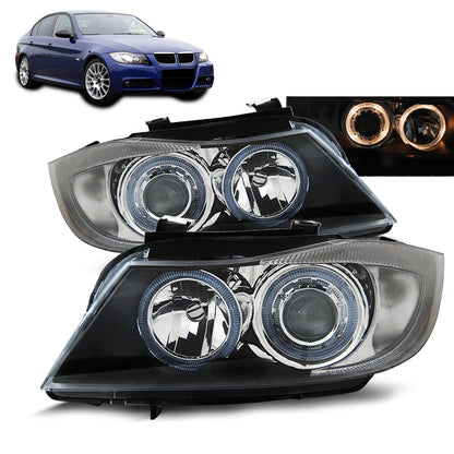 Scheinwerfer Angel Eyes Schwarz passend für BMW E90/E91 03.05-08.08