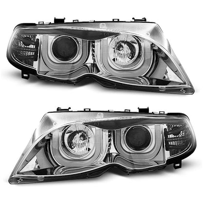 Scheinwerfer Angel Eyes 3D Chrom passend für BMW E46 09.01-03.05 S/T