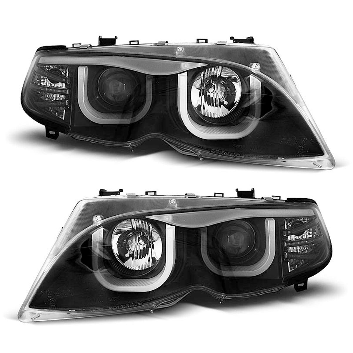 Scheinwerfer Angel Eyes 3D Schwarz passend für BMW E46 09.01-03.05 S/T Schwarz