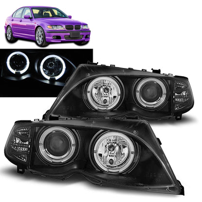 Scheinwerfer Angel Eyes Schwarz passend für BMW E46 09.01-03.05