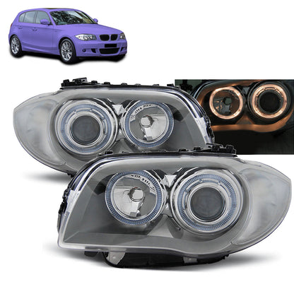 Scheinwerfer Angel Eyes Silber passend für BMW 1 E87/E81/82/88 04-11