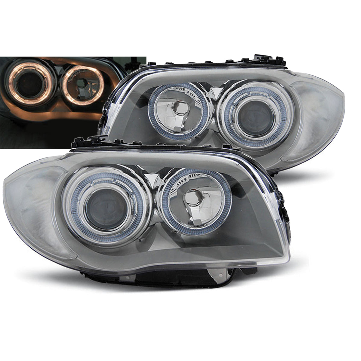 Scheinwerfer Angel Eyes Silber passend für BMW 1 E87/E81/82/88 04-11