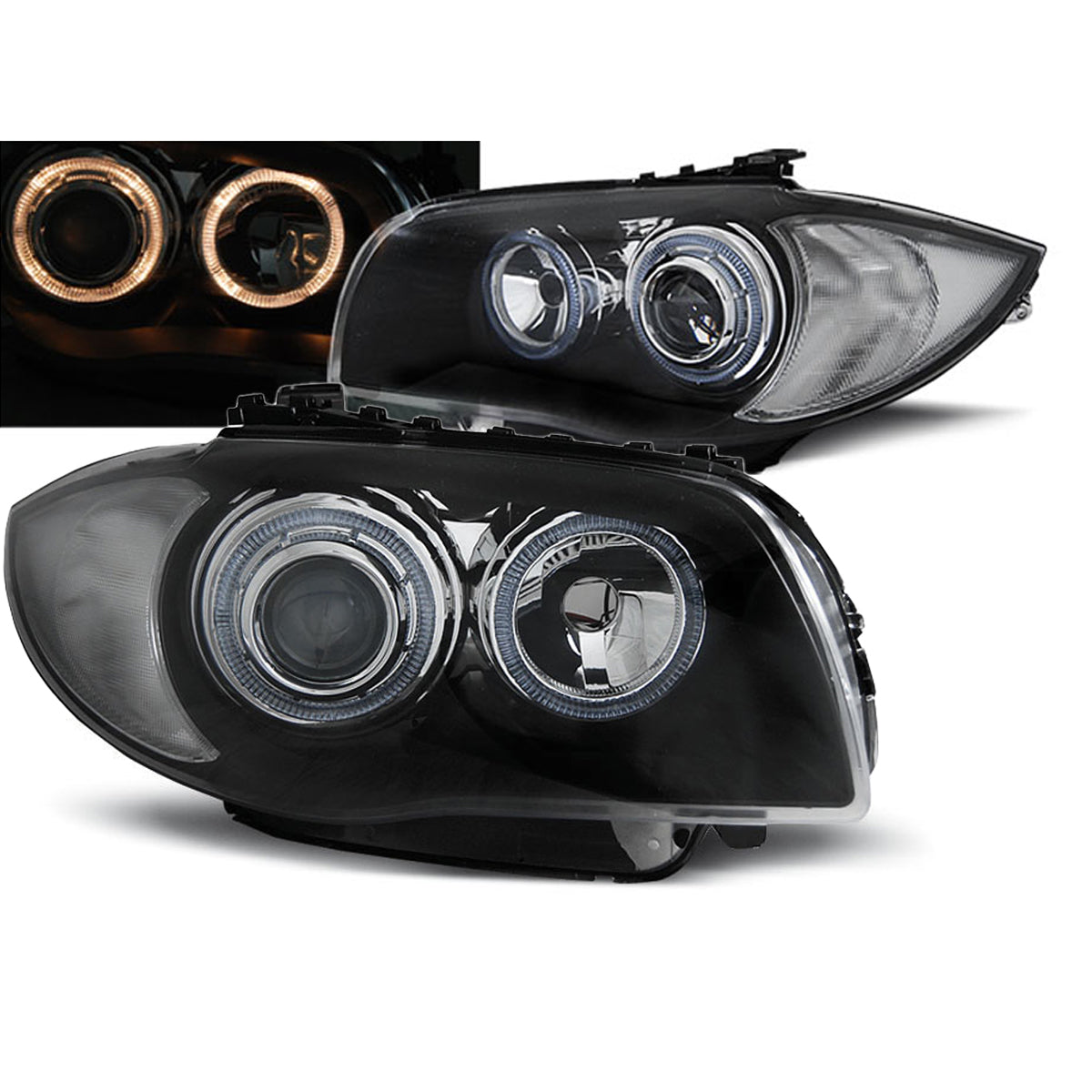 Scheinwerfer Angel Eyes Schwarz passend für BMW 1 E87/E81/82/88 04-11