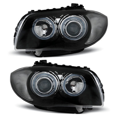 Scheinwerfer Angel Eyes Schwarz passend für BMW 1 E87/E81/82/88 04-11