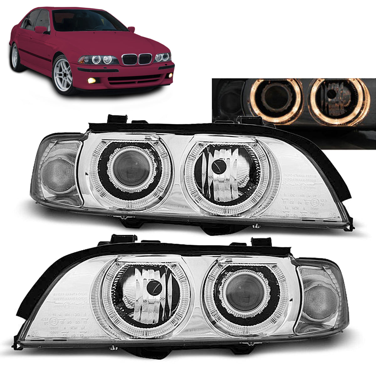 Scheinwerfer Angel Eyes Chrom passend für BMW E39 09.95-06.03