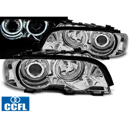 Scheinwerfer Angel Eyes CCFL Chrom passend für BMW E46 04.99-03.03 Coupé Cabrio