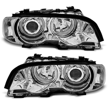 Scheinwerfer Angel Eyes CCFL Chrom passend für BMW E46 04.99-03.03 Coupé Cabrio