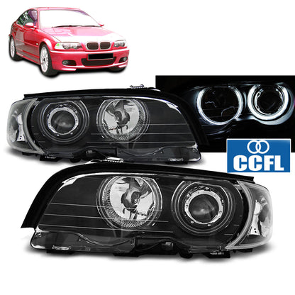 Scheinwerfer Angel Eyes CCFL Schwarz passend für BMW E46 04.99-03.03 Coupé Cabrio