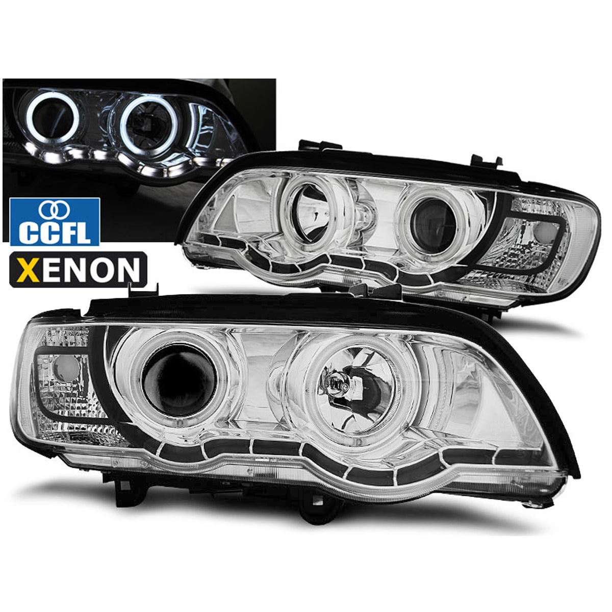 Xenon Scheinwerfer Angel Eyes Chrom passend für BMW X5 E53 09.99-10.03