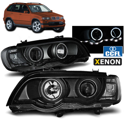 Xenon Scheinwerfer Angel Eyes Schwarz passend für BMW X5 E53 09.99-10.03