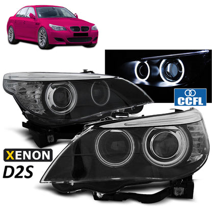 Xenon Scheinwerfer D2S Angel Eyes CCFL Schwarz passend für BMW E60/E61 03-04