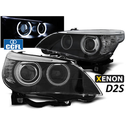 Xenon Scheinwerfer D2S Angel Eyes CCFL Schwarz passend für BMW E60/E61 03-04