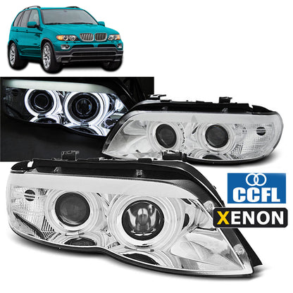 Xenon Scheinwerfer Angel Eyes CCFL Chrom passend für BMW X5 E53 11.03-06