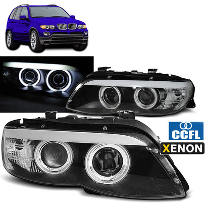 Xenon Scheinwerfer Angel Eyes CCFL Schwarz passend für BMW X5 E53 11.03-06