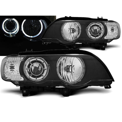 Scheinwerfer Angel Eyes LED Schwarz passend für BMW X5 E53 09.99-10.03