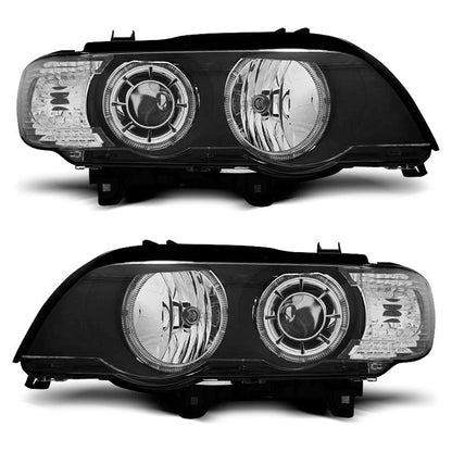 Scheinwerfer Angel Eyes LED Schwarz passend für BMW X5 E53 09.99-10.03