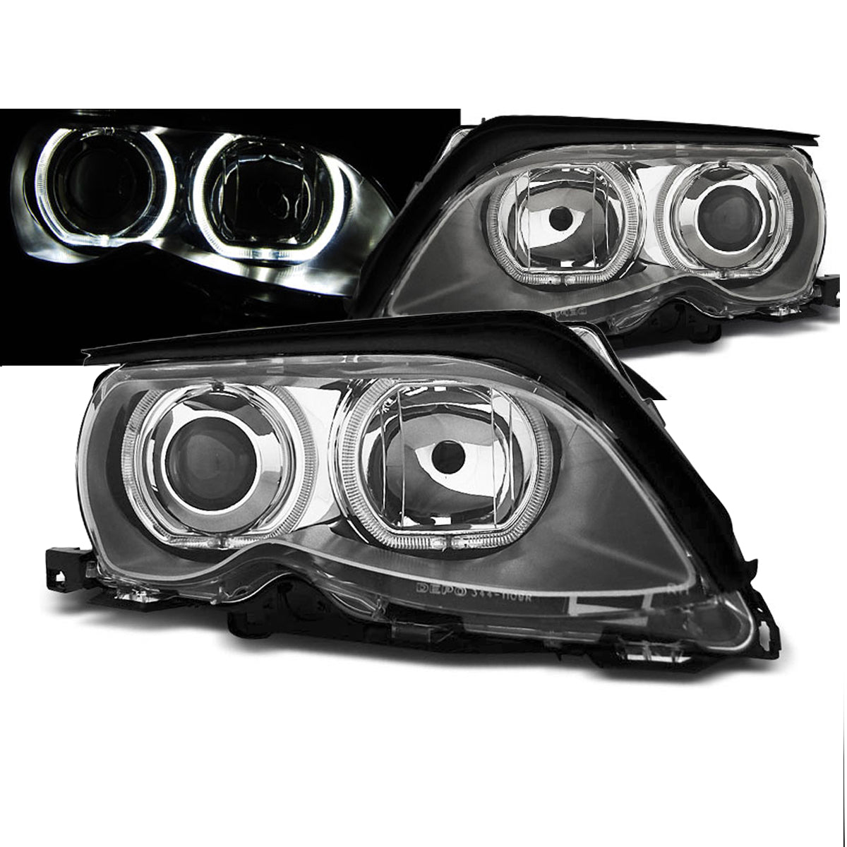 Scheinwerfer Angel Eyes LED Chrom passend für BMW E46 09.01-03.05