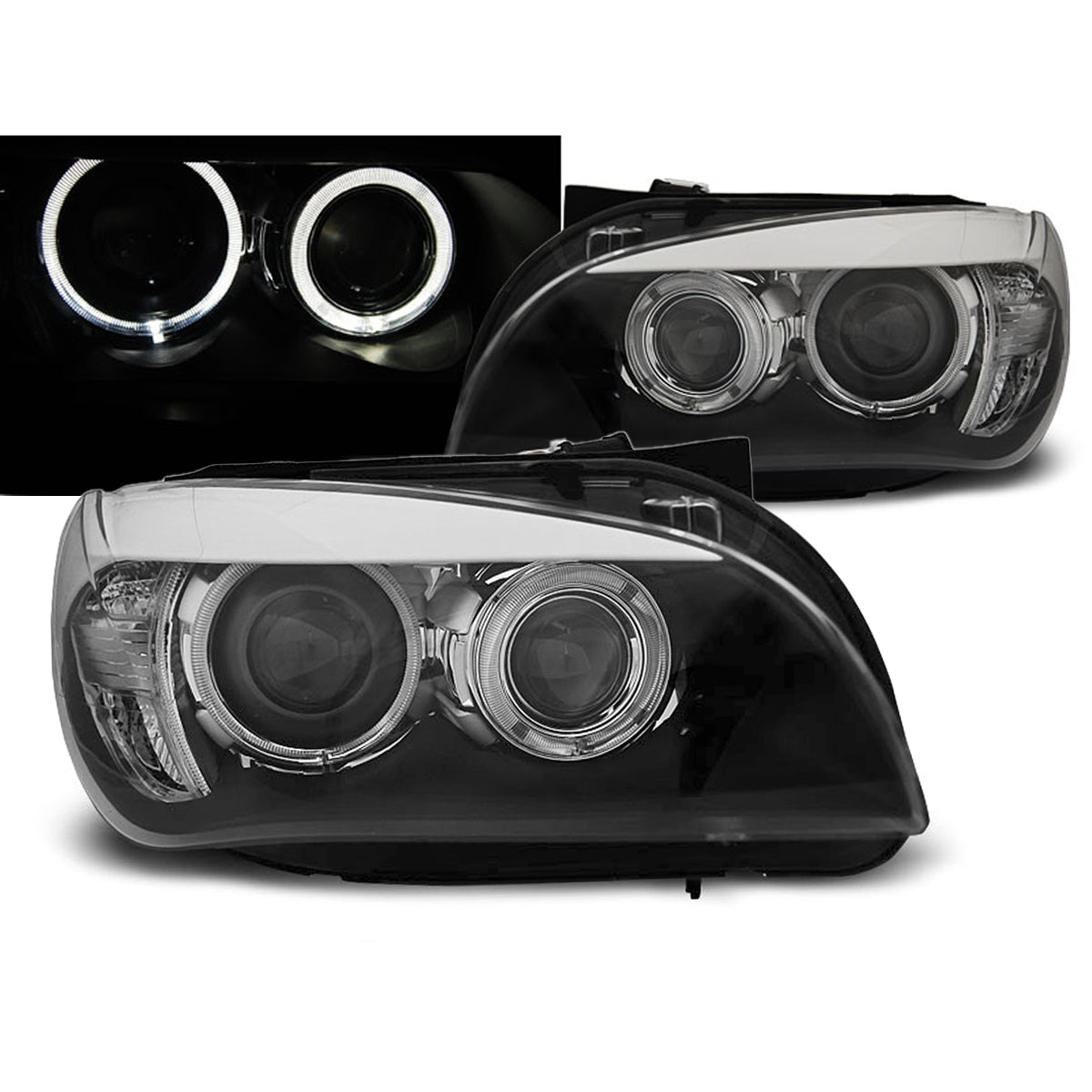 Scheinwerfer Angel Eyes LED Schwarz passend für BMW X1 E84 10.09-07.12