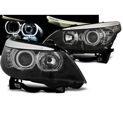 Scheinwerfer Angel Eyes LED Schwarz passend für BMW E60/E61 03-07