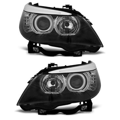 Scheinwerfer Angel Eyes LED Schwarz passend für BMW E60/E61 03-07