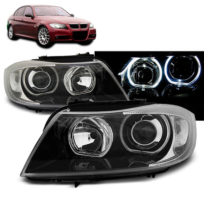 Scheinwerfer Angel Eyes LED Schwarz passend für BMW E90/E91 03.05-11