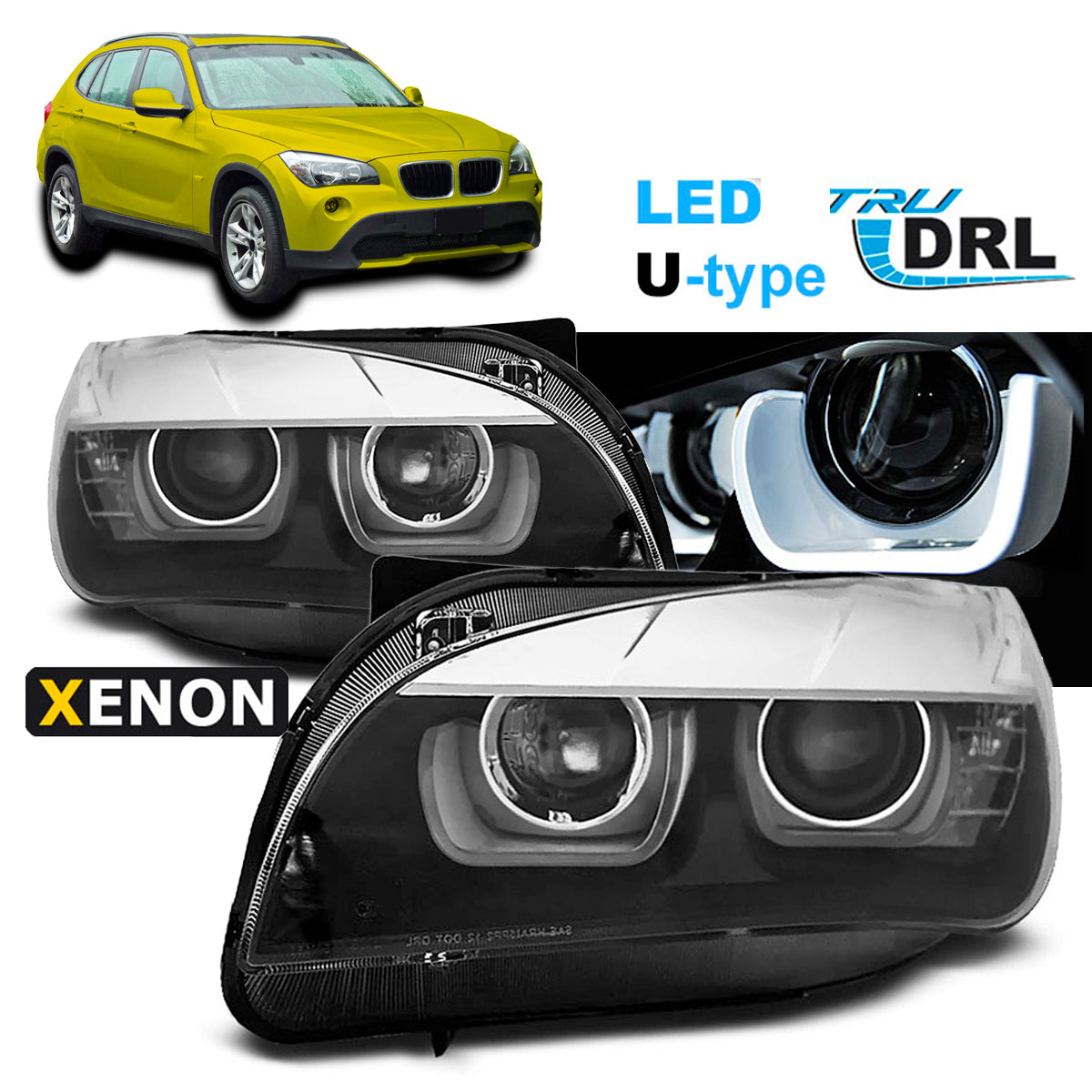 Xenon Scheinwerfer U-LED Licht Schwarz passend für BMW X1 E84 08.12-01.14