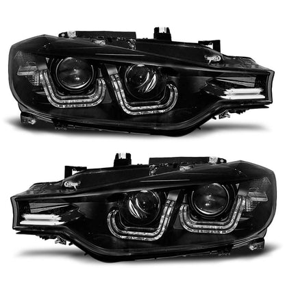 Scheinwerfer U-LED Licht Schwarz passend für BMW F30/F31 10.11 - 05.15
