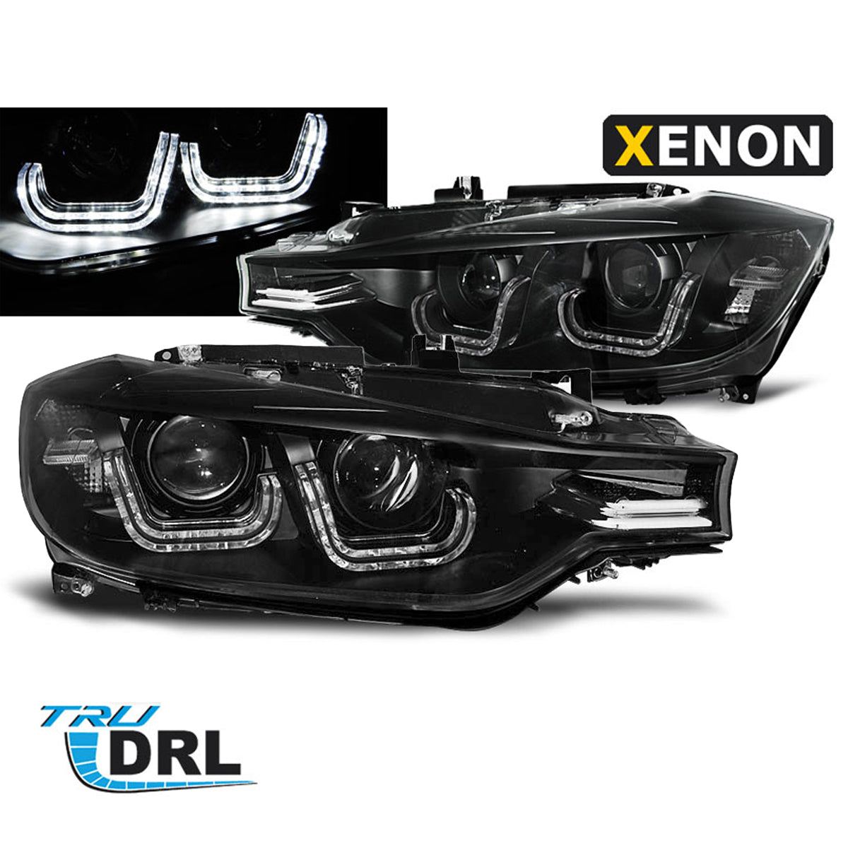 Xenon Scheinwerfer U-LED Licht Schwarz passend für BMW F30/F31 10.11 - 05.15