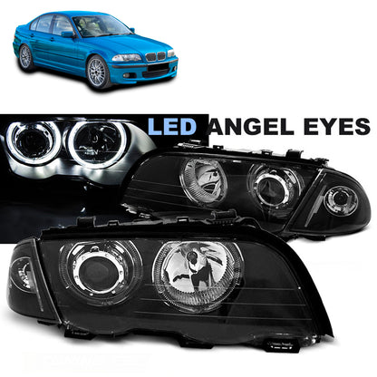 Scheinwerfer Angel Eyes LED Schwarz passend für BMW E46 05.98-08.01 S/T