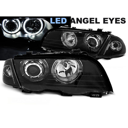 Scheinwerfer Angel Eyes LED Schwarz passend für BMW E46 05.98-08.01 S/T