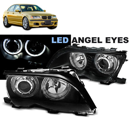 Scheinwerfer Angel Eyes LED Schwarz passend für BMW E46 09.01-03.05