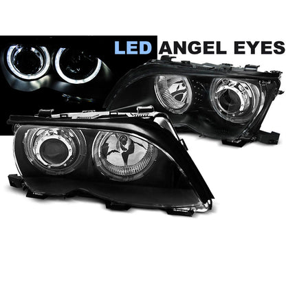 Scheinwerfer Angel Eyes LED Schwarz passend für BMW E46 09.01-03.05