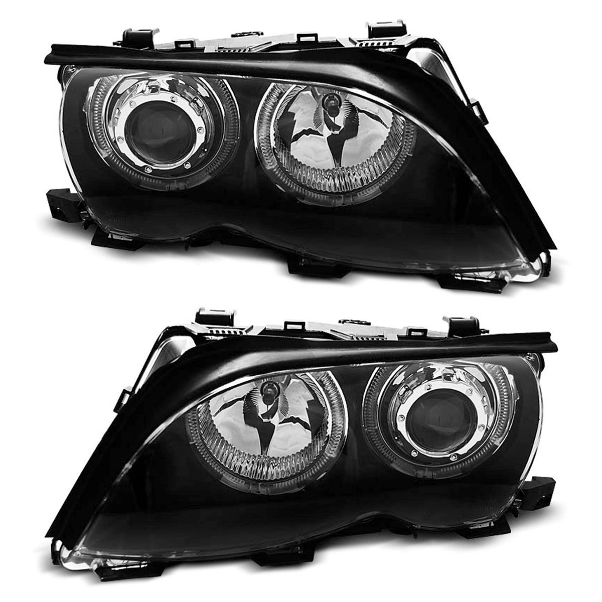 Scheinwerfer Angel Eyes LED Schwarz passend für BMW E46 09.01-03.05