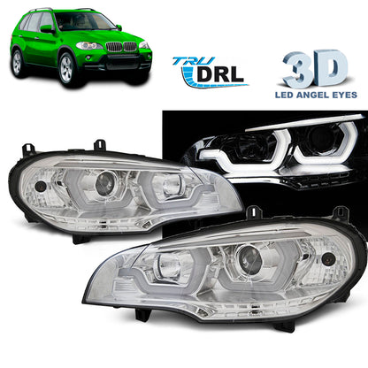 Scheinwerfer Tube Light DRL Chrom passend für BMW X5 E70 07-13