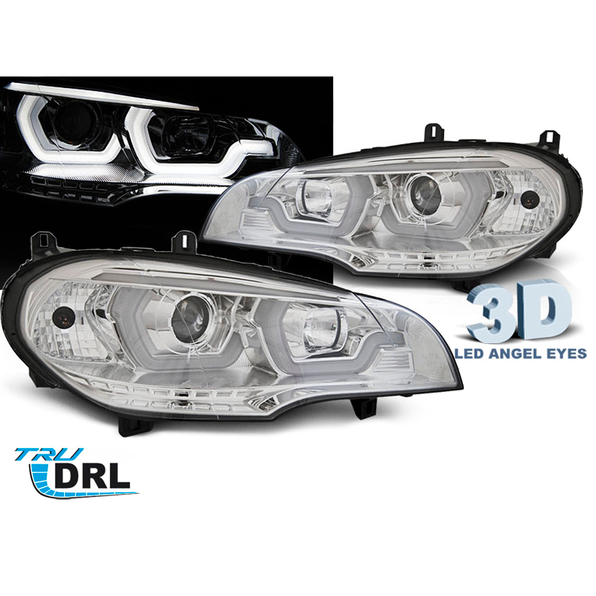 Scheinwerfer Tube Light DRL Chrom passend für BMW X5 E70 07-13