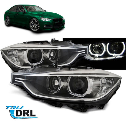 Scheinwerfer Angel Eyes LED Schwarz passend für BMW F30/F31 10.11 - 05.15