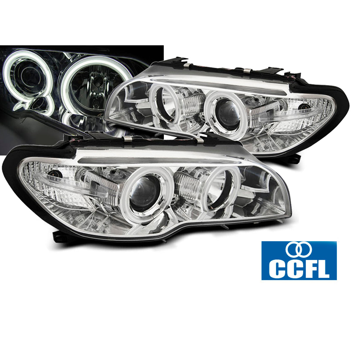 Scheinwerfer Angel Eyes CCFL Chrom passend für BMW E46 04.03-06 Coupé Cabrio