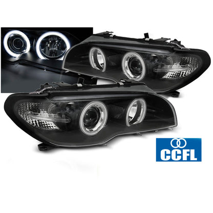Scheinwerfer Angel Eyes CCFL Schwarz passend für BMW E46 04.03-06 Coupé Cabrio