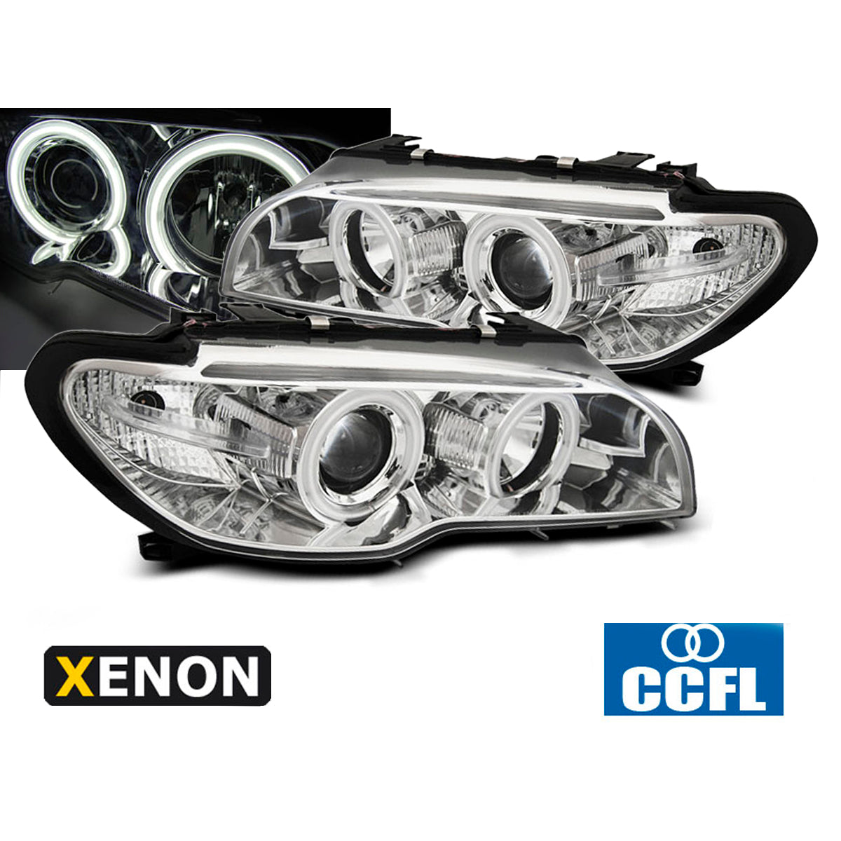 Xenon Scheinwerfer Angel Eyes CCFL Chrom passend für BMW E46 04.03-06 Coupé Cabrio