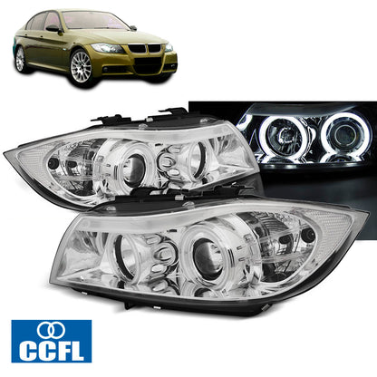 Scheinwerfer Angel Eyes CCFL Chrom passend für BMW E90/E91 03.05-08.08