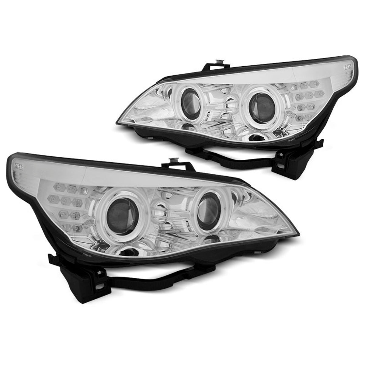 Scheinwerfer Angel Eyes CCFL Chrom mit LED Blinker passend für BMW E60/E61 03-07