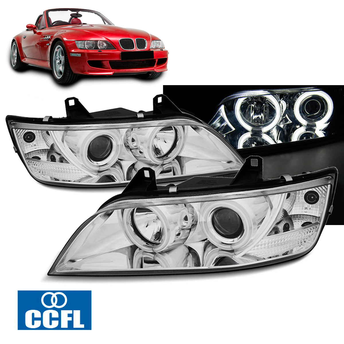 Scheinwerfer Angel Eyes CCFL Chrom passend für BMW Z3 01.96-02