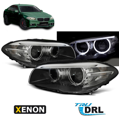 XENON Scheinwerfer Angel Eyes LED Tagfahrlicht Schwarz passend für BMW F10 F11 10-07.13