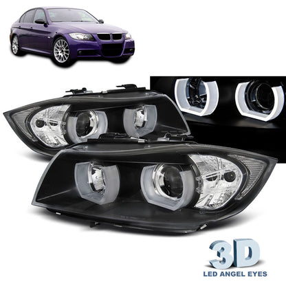 Scheinwerfer U-LED Licht 3D Schwarz passend für BMW E90/E91 03.05-12