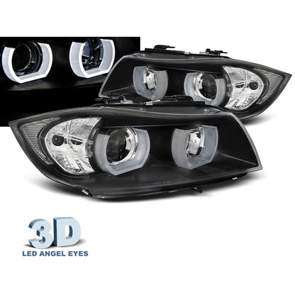 Scheinwerfer U-LED Licht 3D Schwarz passend für BMW E90/E91 03.05-12
